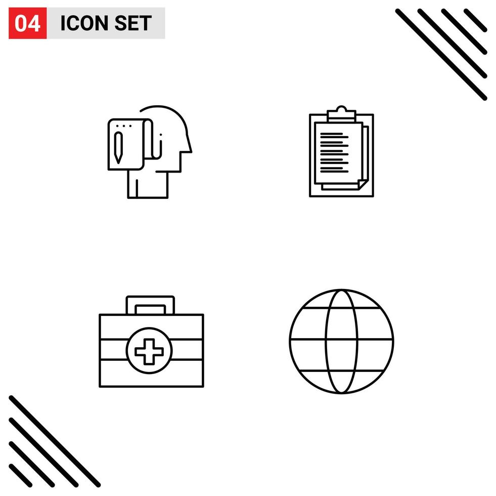 Pictogram Set of 4 Simple Filledline Flat Colors of begin hospital note report card medical Editable Vector Design Elements