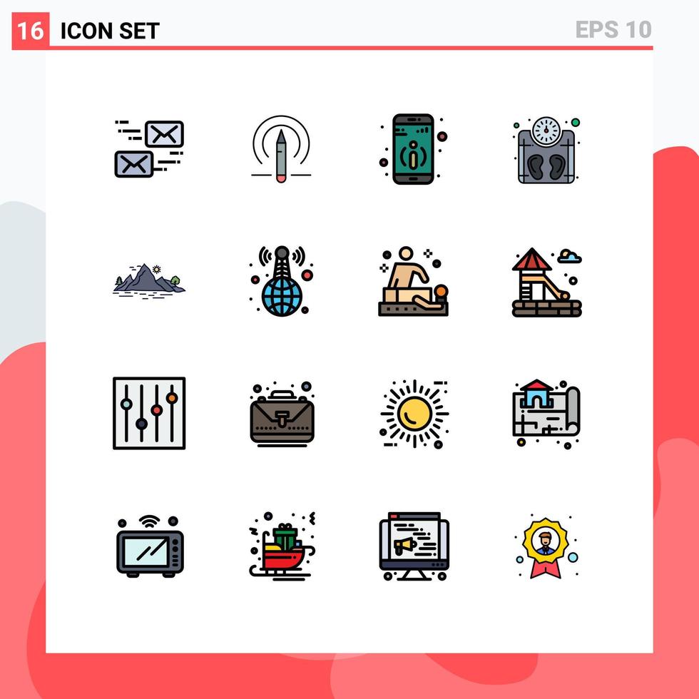 16 Creative Icons Modern Signs and Symbols of landscape nature detail weight scale Editable Creative Vector Design Elements