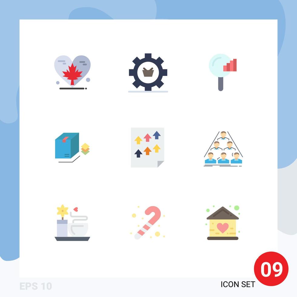 9 Creative Icons Modern Signs and Symbols of packing box commerce signal search Editable Vector Design Elements