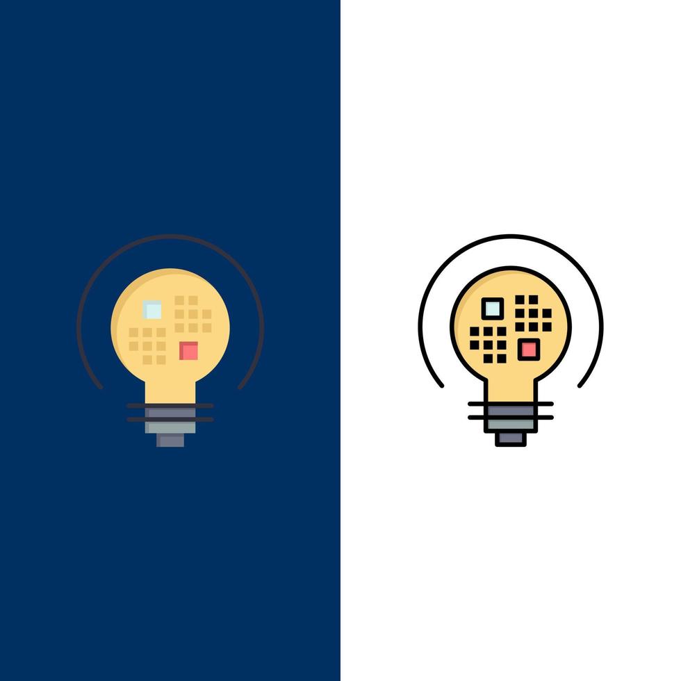 Data Insight Light Bulb  Icons Flat and Line Filled Icon Set Vector Blue Background