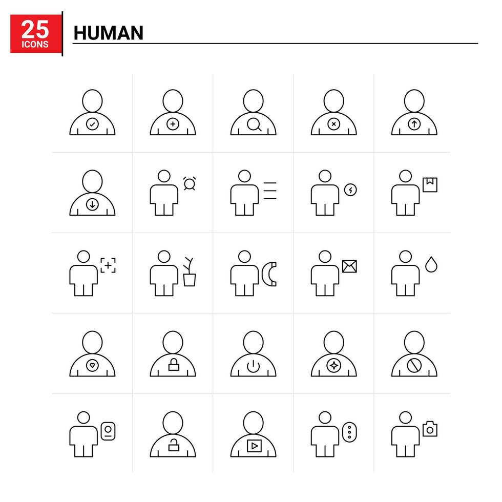 25 Human icon set vector background