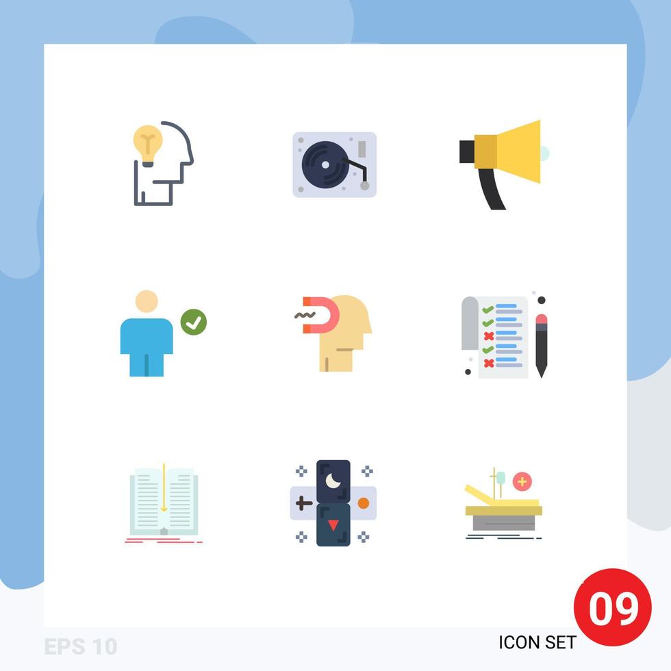 9 Flat Color concept for Websites Mobile and Apps complete body paint avatar megaphone Editable Vector Design Elements