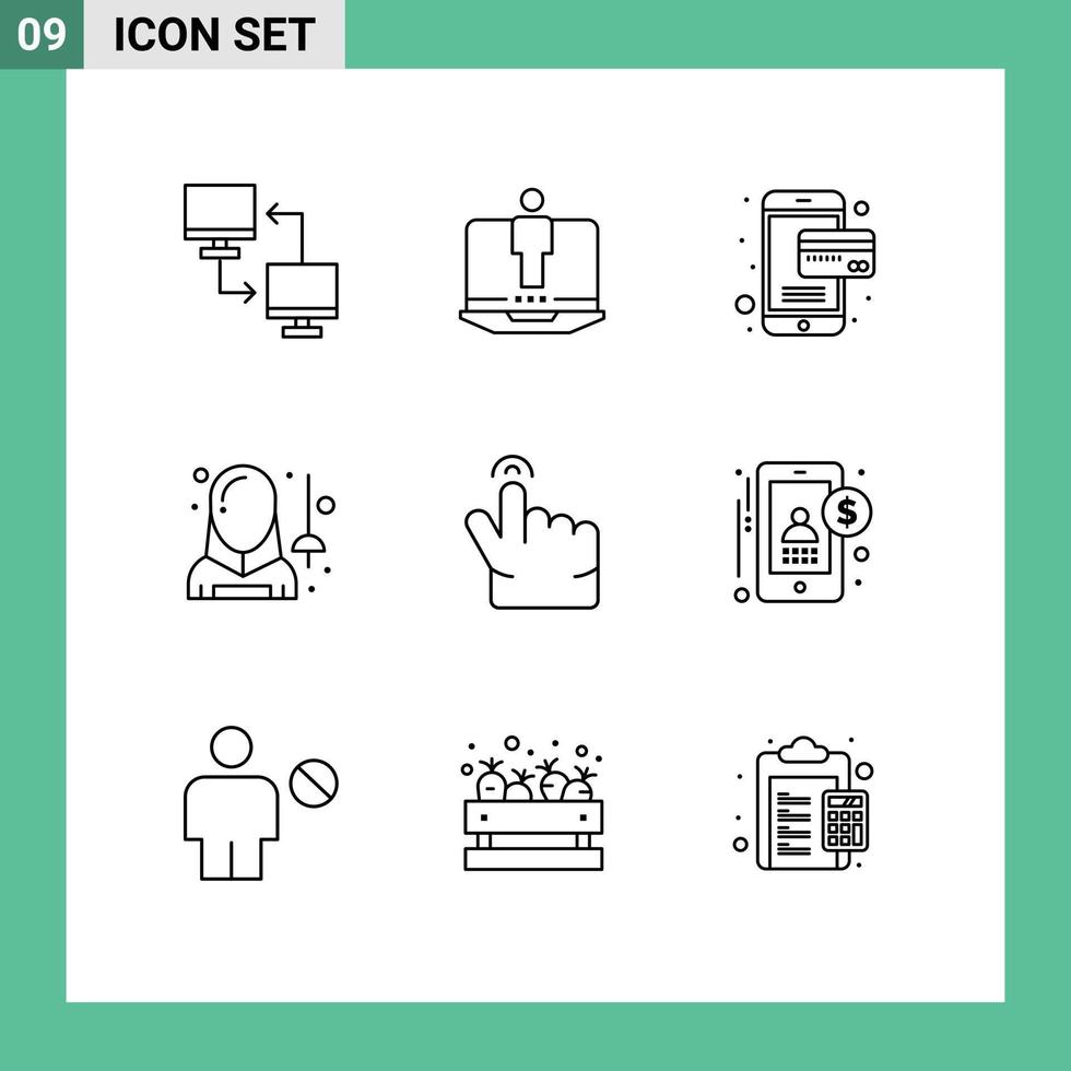 Editable Vector Line Pack of 9 Simple Outlines of double man service fencing fencing Editable Vector Design Elements
