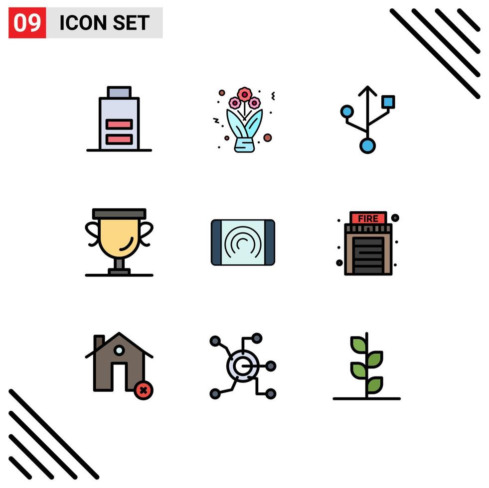 Universal Icon Symbols Group of 9 Modern Filledline Flat Colors of interface user connection interaction prize Editable Vector Design Elements
