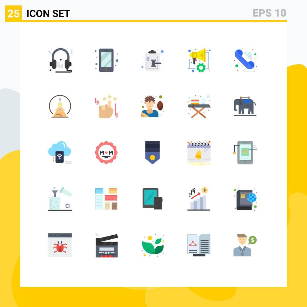 Universal Icon Symbols Group of 25 Modern Flat Colors of communication speaker clipboard marketing automation Editable Vector Design Elements