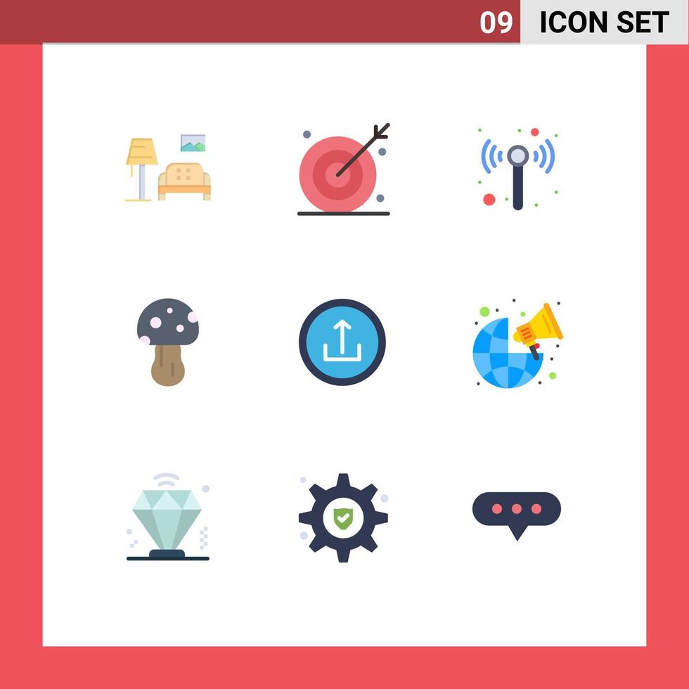 Flat Color Pack of 9 Universal Symbols of application poison shooting nature wireless Editable Vector Design Elements