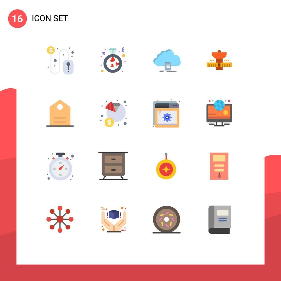 Set of 16 Modern UI Icons Symbols Signs for space satelite cloud space download Editable Pack of Creative Vector Design Elements