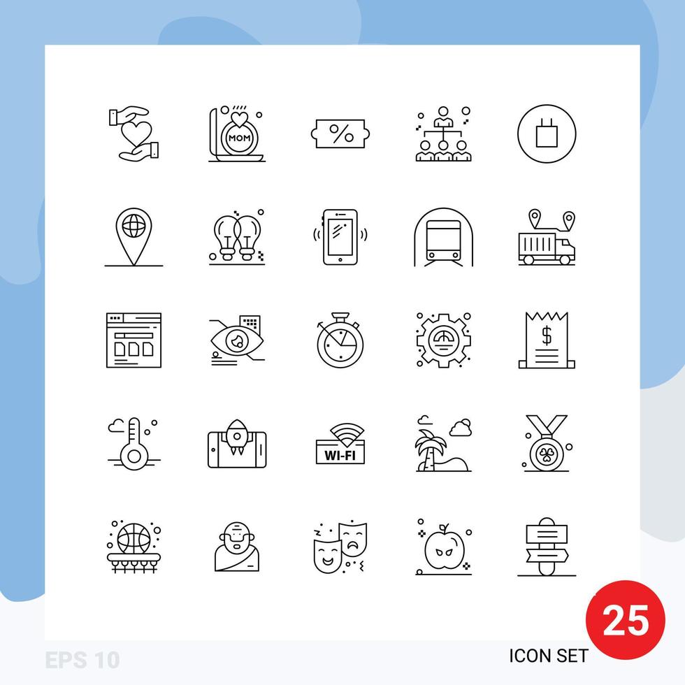 Pictogram Set of 25 Simple Lines of beliefs share mother people business Editable Vector Design Elements