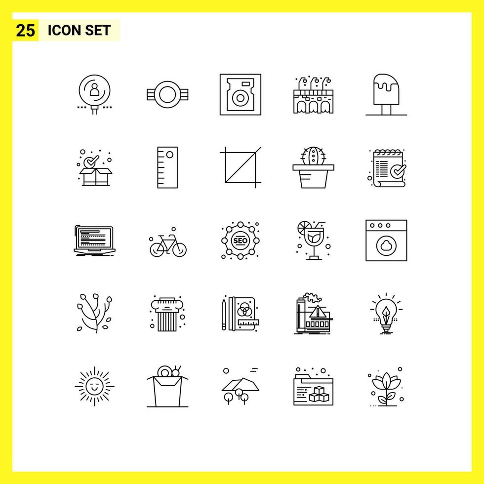 25 User Interface Line Pack of modern Signs and Symbols of cool pub plain life hard Editable Vector Design Elements