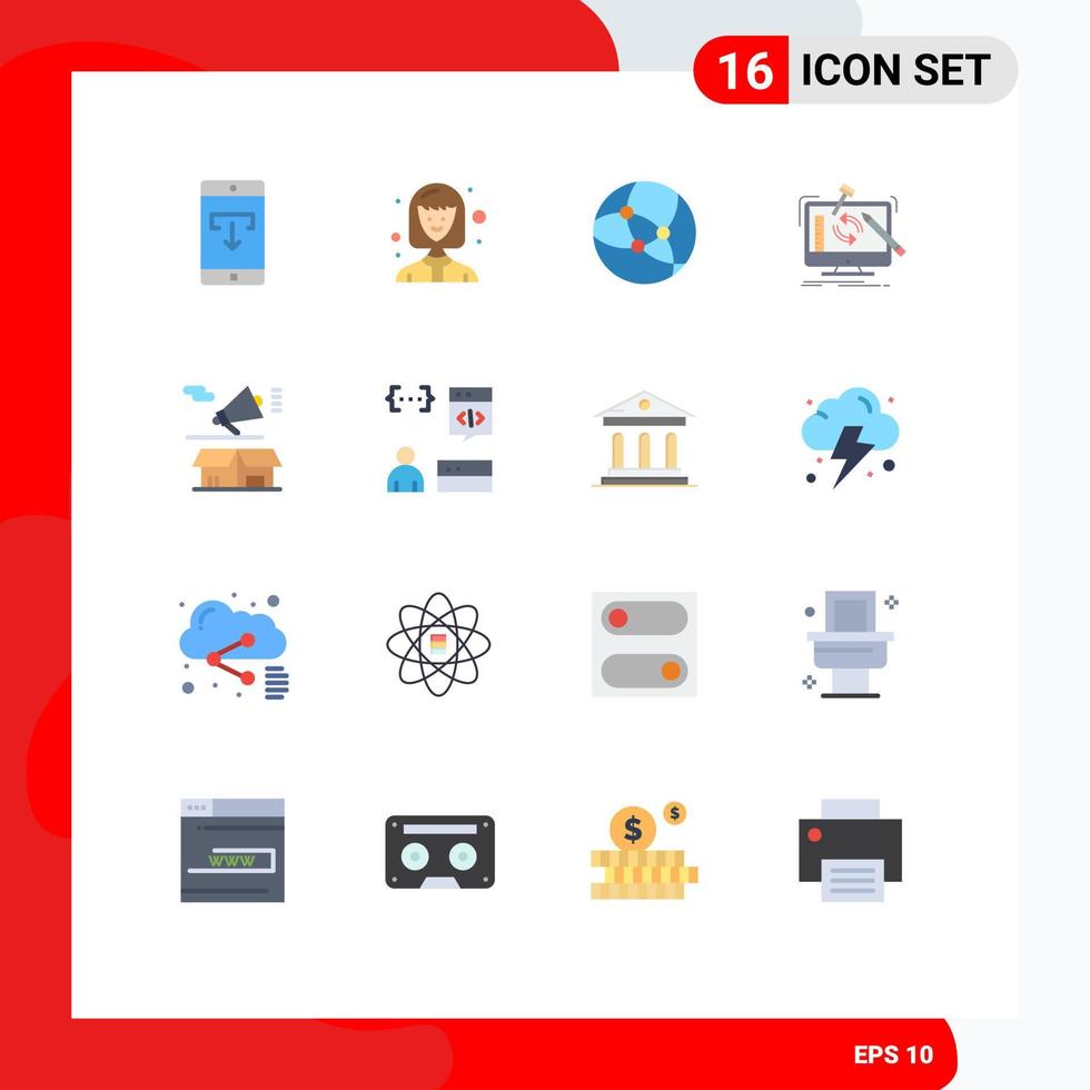 Stock Vector Icon Pack of 16 Line Signs and Symbols for announcement processing internet workshop project Editable Pack of Creative Vector Design Elements