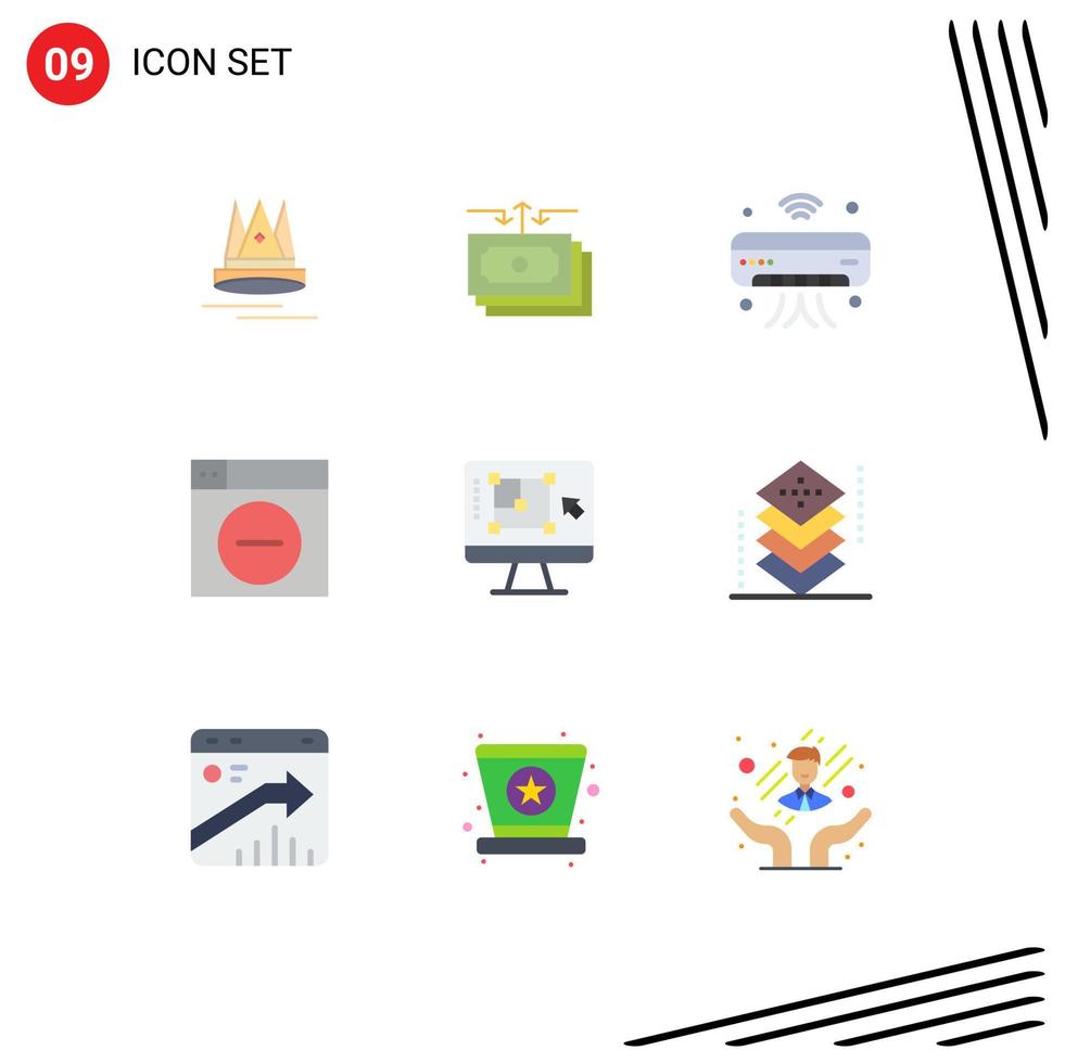 Set of 9 Modern UI Icons Symbols Signs for minimize design report web iot Editable Vector Design Elements