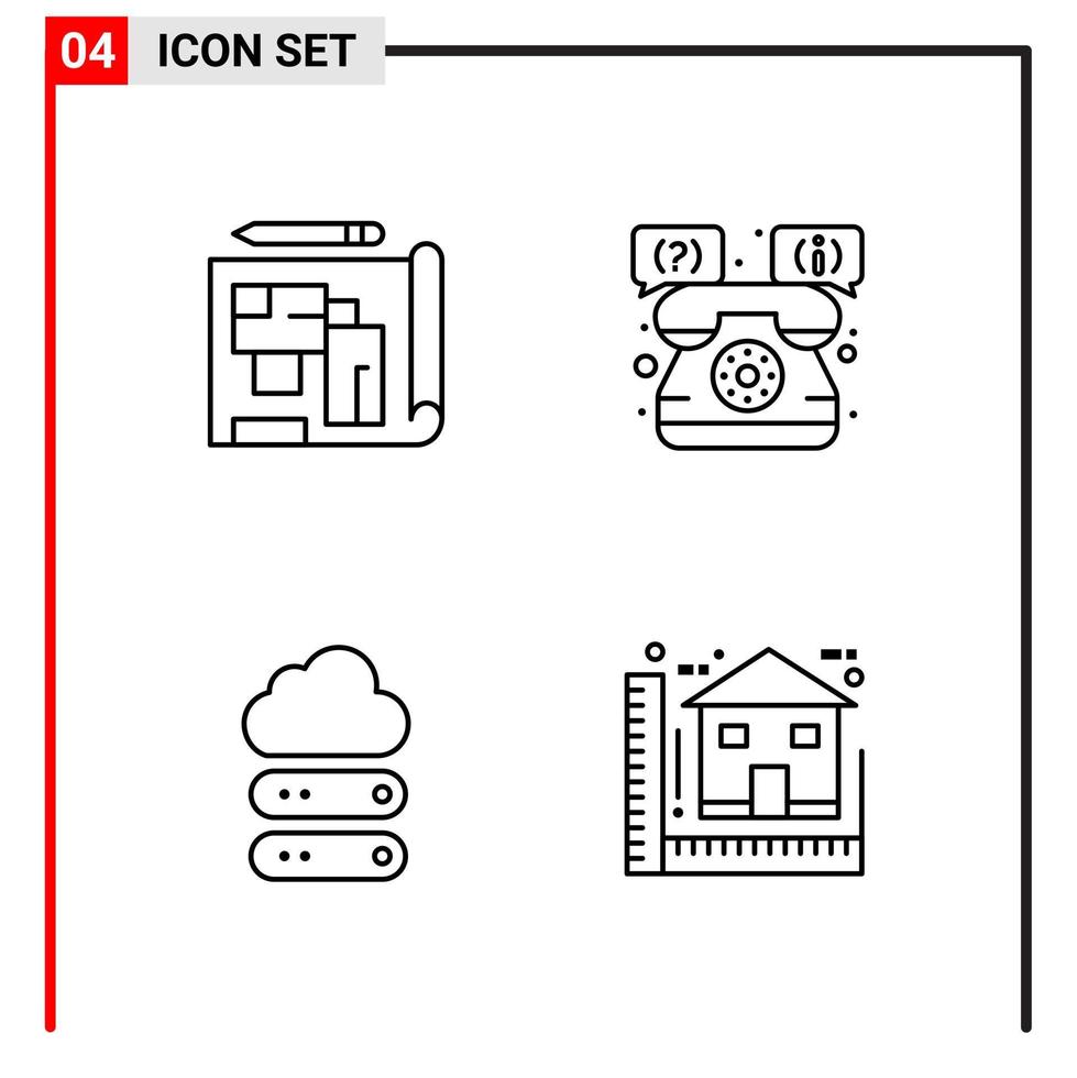 4 General Icons for website design print and mobile apps 4 Outline Symbols Signs Isolated on White Background 4 Icon Pack vector