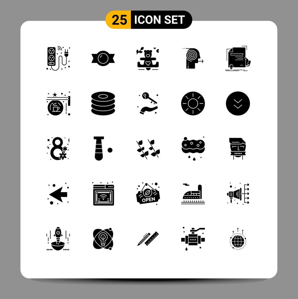 Set of 25 Modern UI Icons Symbols Signs for certificate focus hearts effort focusing solutions Editable Vector Design Elements