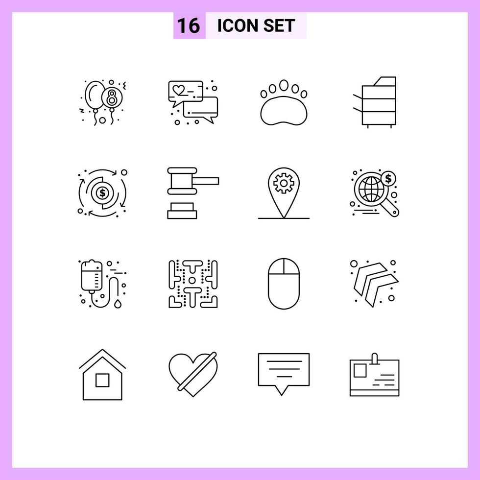 16 Outline concept for Websites Mobile and Apps processing dollar clutches technology electronics Editable Vector Design Elements
