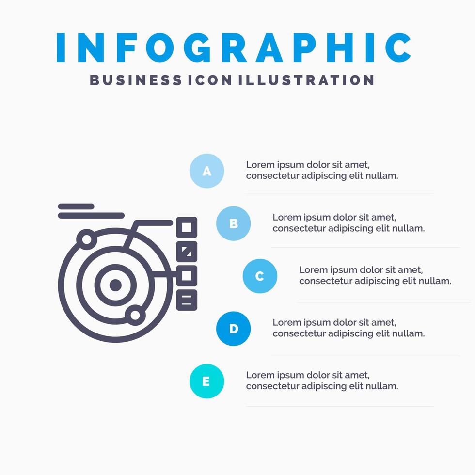 Data Model Orbit Planetary Solar Line icon with 5 steps presentation infographics Background vector