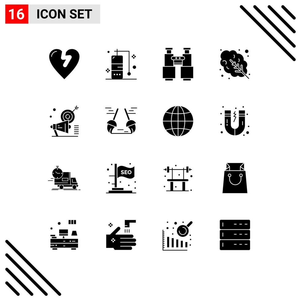 paquete de iconos de vector de stock de 16 signos y símbolos de línea para elementos de diseño de vector editable de ensalada de campaña de búsqueda de megáfono objetivo