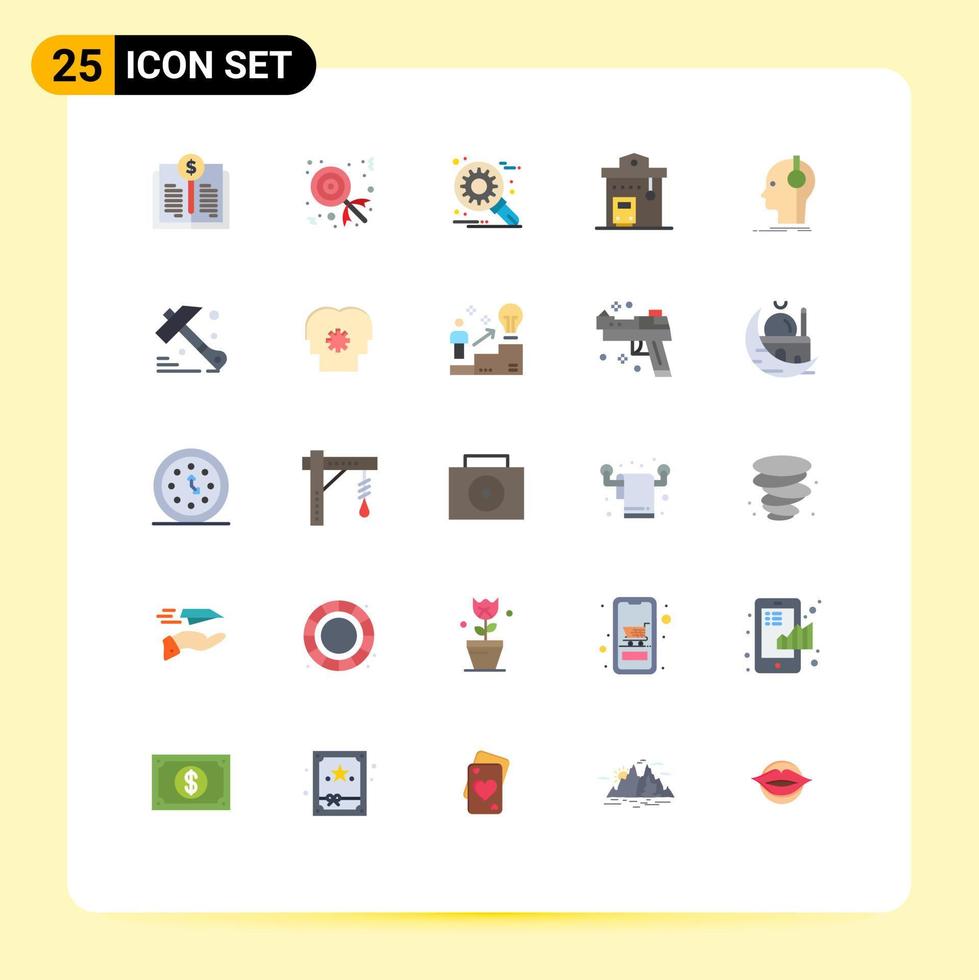 25 Thematic Vector Flat Colors and Editable Symbols of headphones stop development station bus station Editable Vector Design Elements