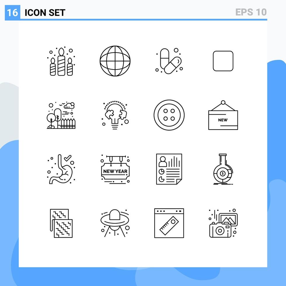 16 User Interface Outline Pack of modern Signs and Symbols of city unchecked body check box pills Editable Vector Design Elements