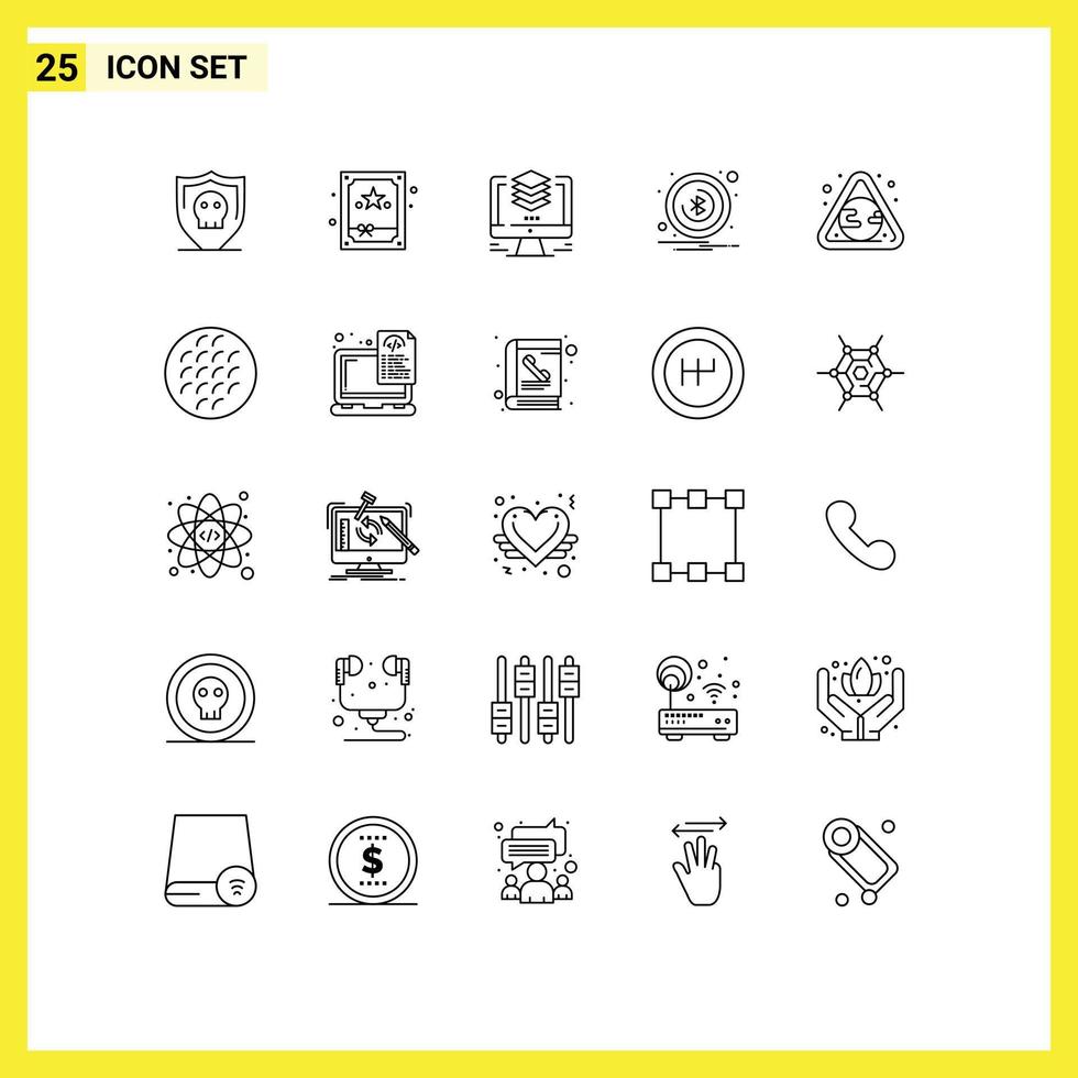 Line Pack of 25 Universal Symbols of pollution earth design notification alert Editable Vector Design Elements
