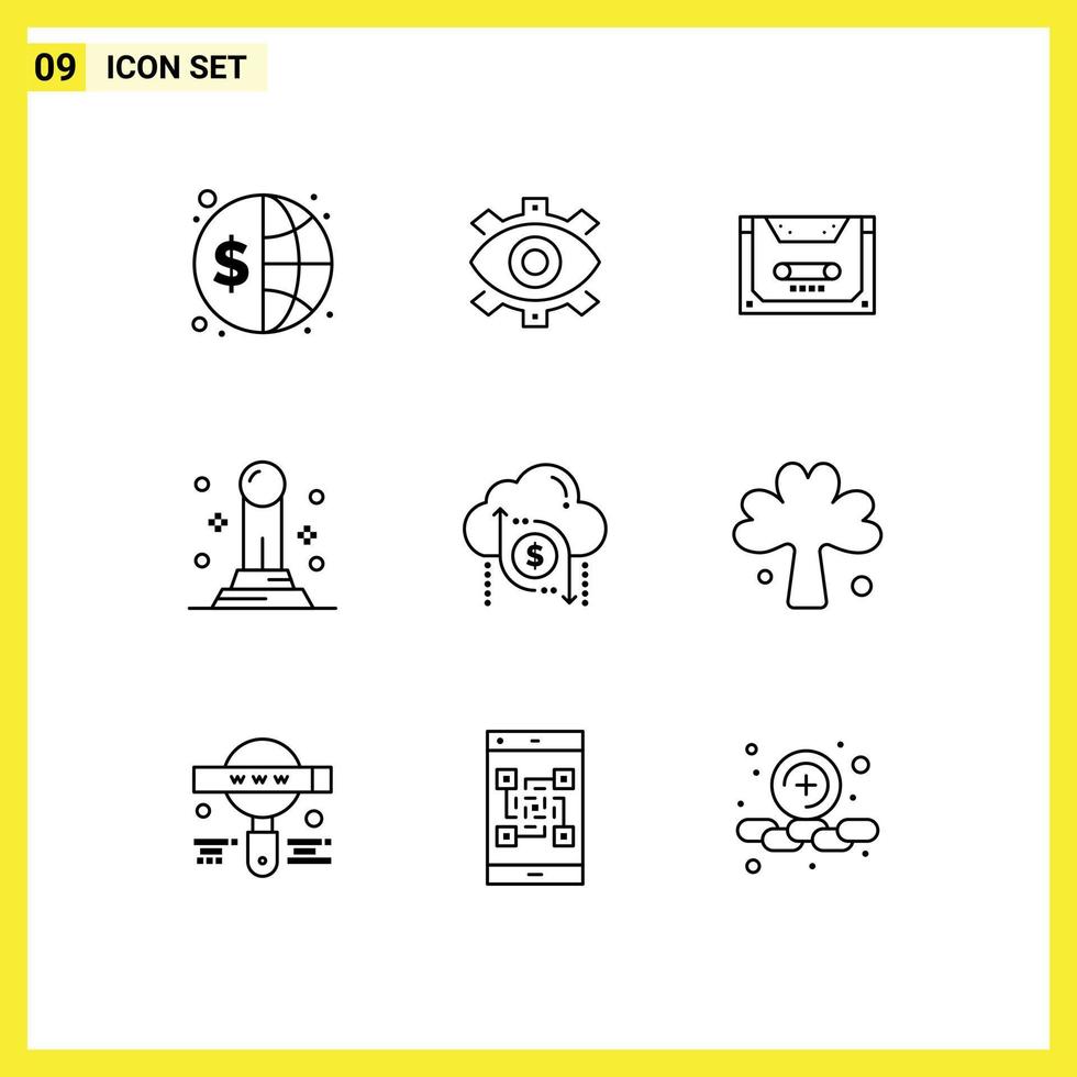 9 Thematic Vector Outlines and Editable Symbols of business compact business cassette analog Editable Vector Design Elements