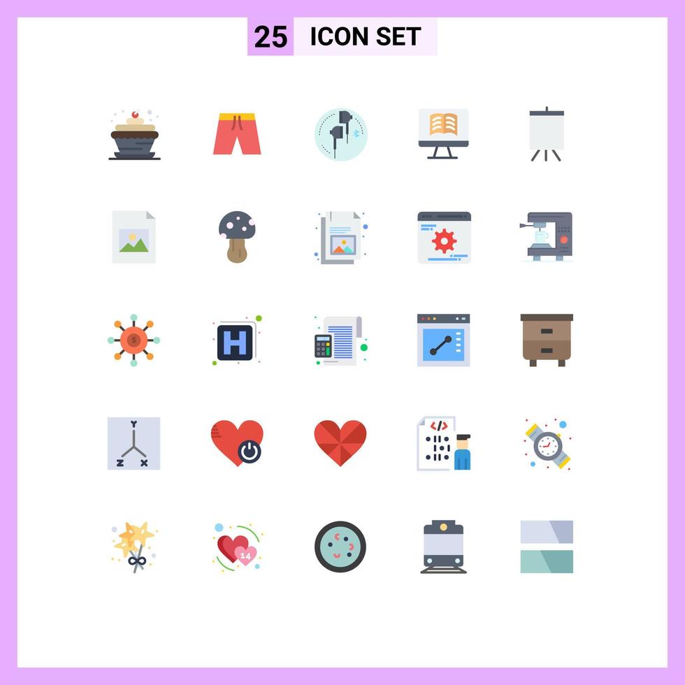 conjunto de 25 iconos de interfaz de usuario modernos signos de símbolos para elementos de diseño vectorial editables de música de libro de auriculares de tecnología de placa vector