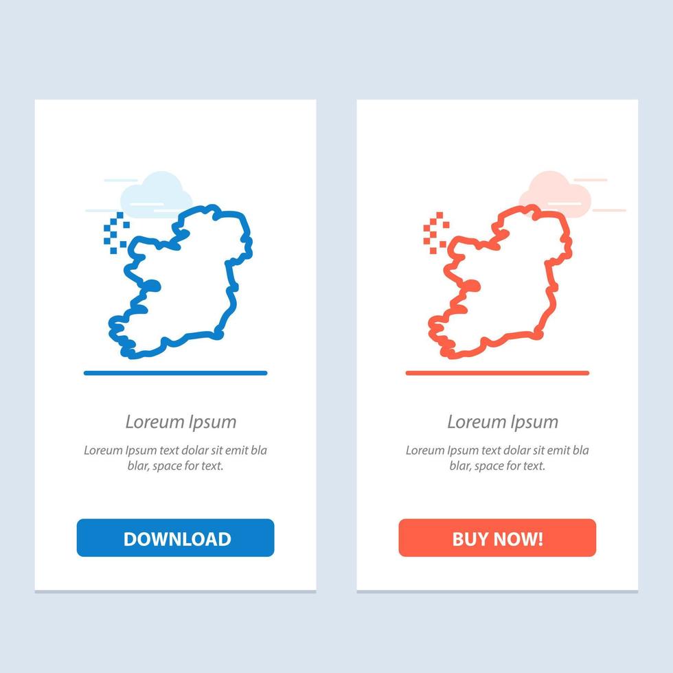 World Map Ireland  Blue and Red Download and Buy Now web Widget Card Template vector