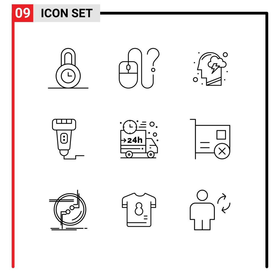 9 Outline concept for Websites Mobile and Apps scanner payment cloud machine energy Editable Vector Design Elements