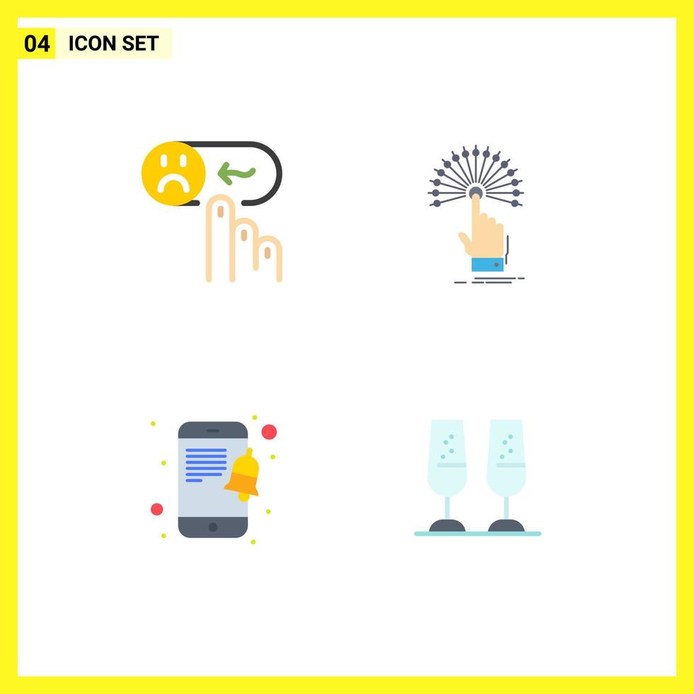 4 Creative Icons Modern Signs and Symbols of emotion analytic sad touch notification Editable Vector Design Elements