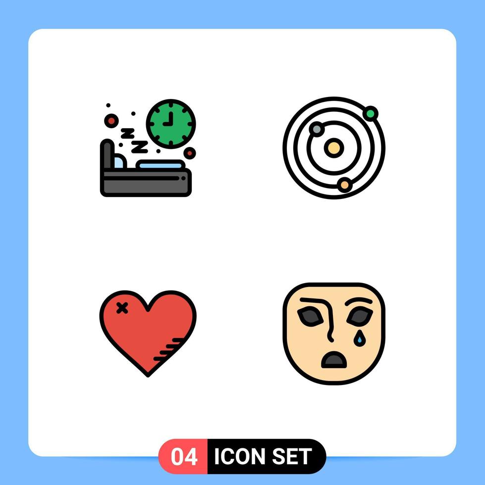4 Creative Icons Modern Signs and Symbols of bed love sleep galaxy favorite Editable Vector Design Elements