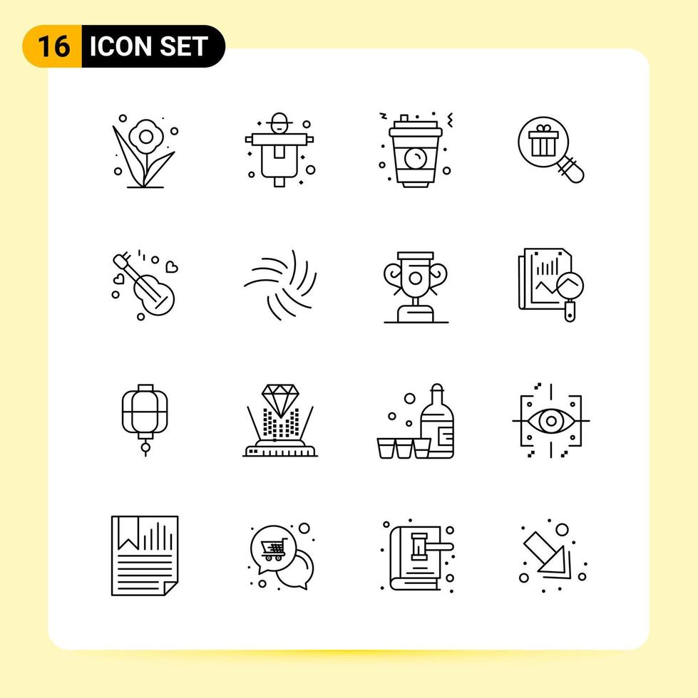 16 Creative Icons for Modern website design and responsive mobile apps 16 Outline Symbols Signs on White Background 16 Icon Pack Creative Black Icon vector background