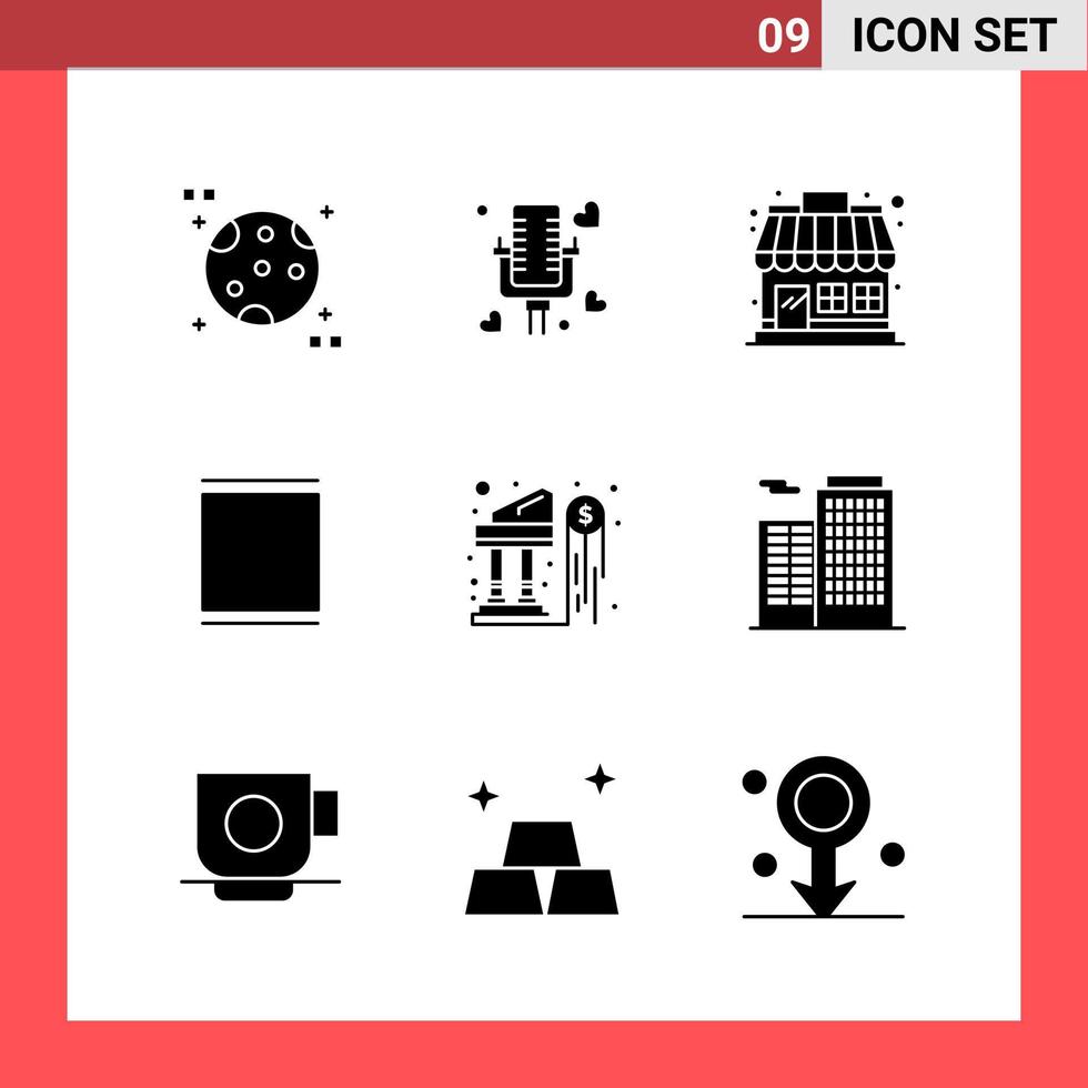 9 Icon Pack Solid Style Glyph Symbols on White Background Simple Signs for general designing vector