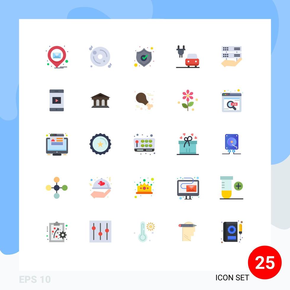 25 Thematic Vector Flat Colors and Editable Symbols of control hand protection data charge Editable Vector Design Elements