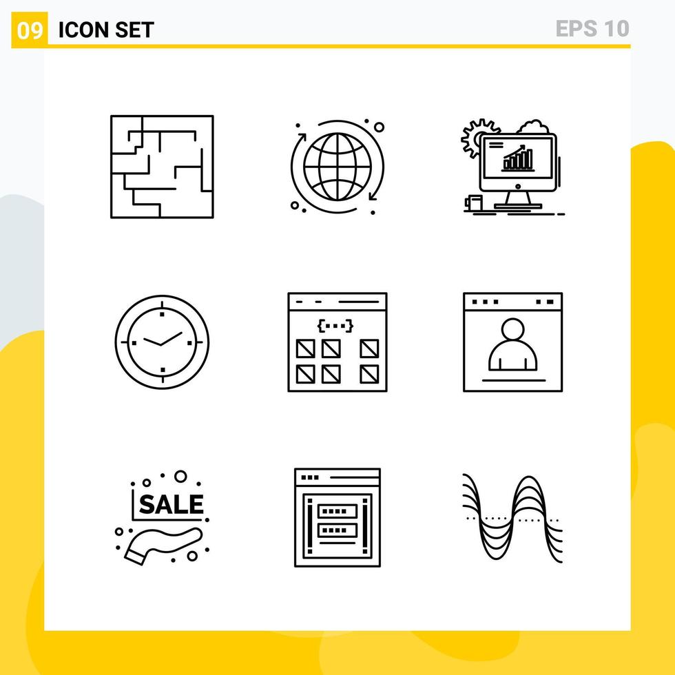 Collection of 9 Universal Line Icons Icon Set for Web and Mobile vector