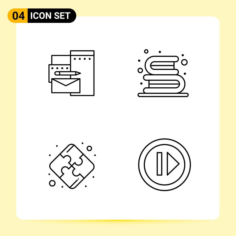 4 Creative Icons for Modern website design and responsive mobile apps 4 Outline Symbols Signs on White Background 4 Icon Pack vector