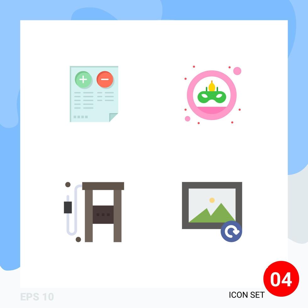 4 Flat Icon concept for Websites Mobile and Apps pros gas plus coin gas station Editable Vector Design Elements