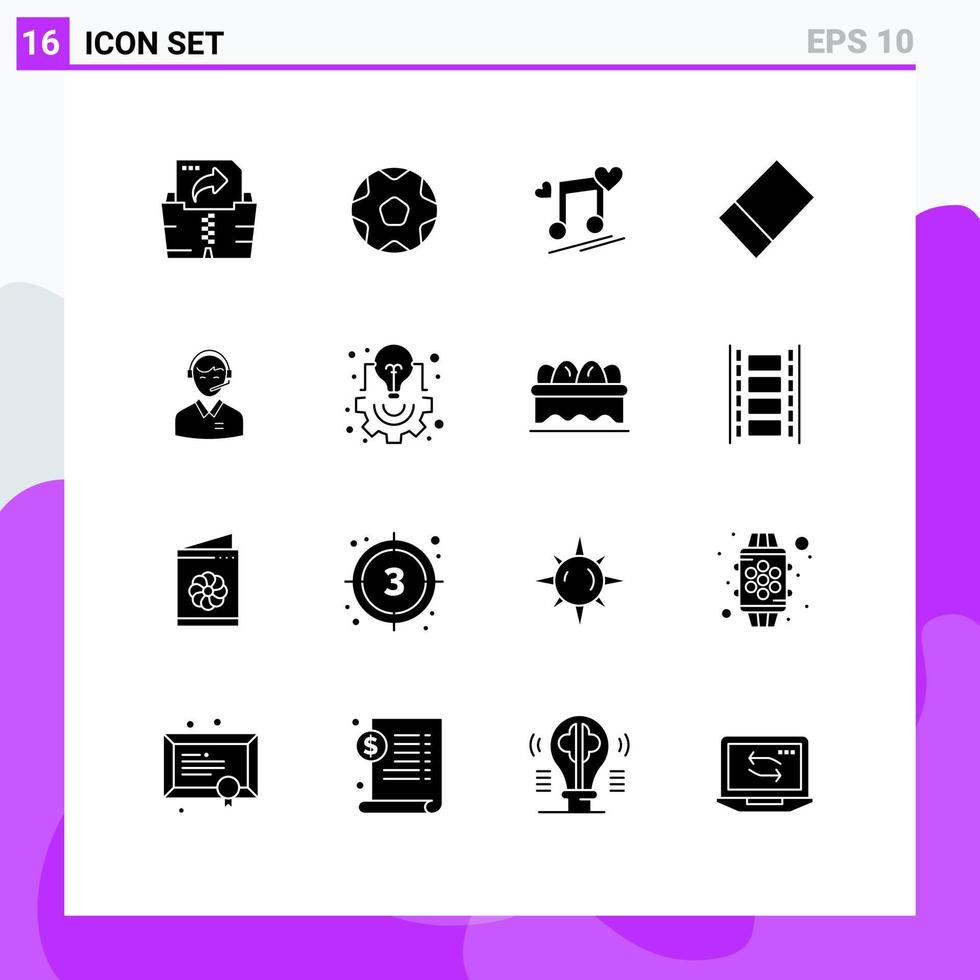 16 Universal Solid Glyphs Set for Web and Mobile Applications man consulting node business rubber Editable Vector Design Elements