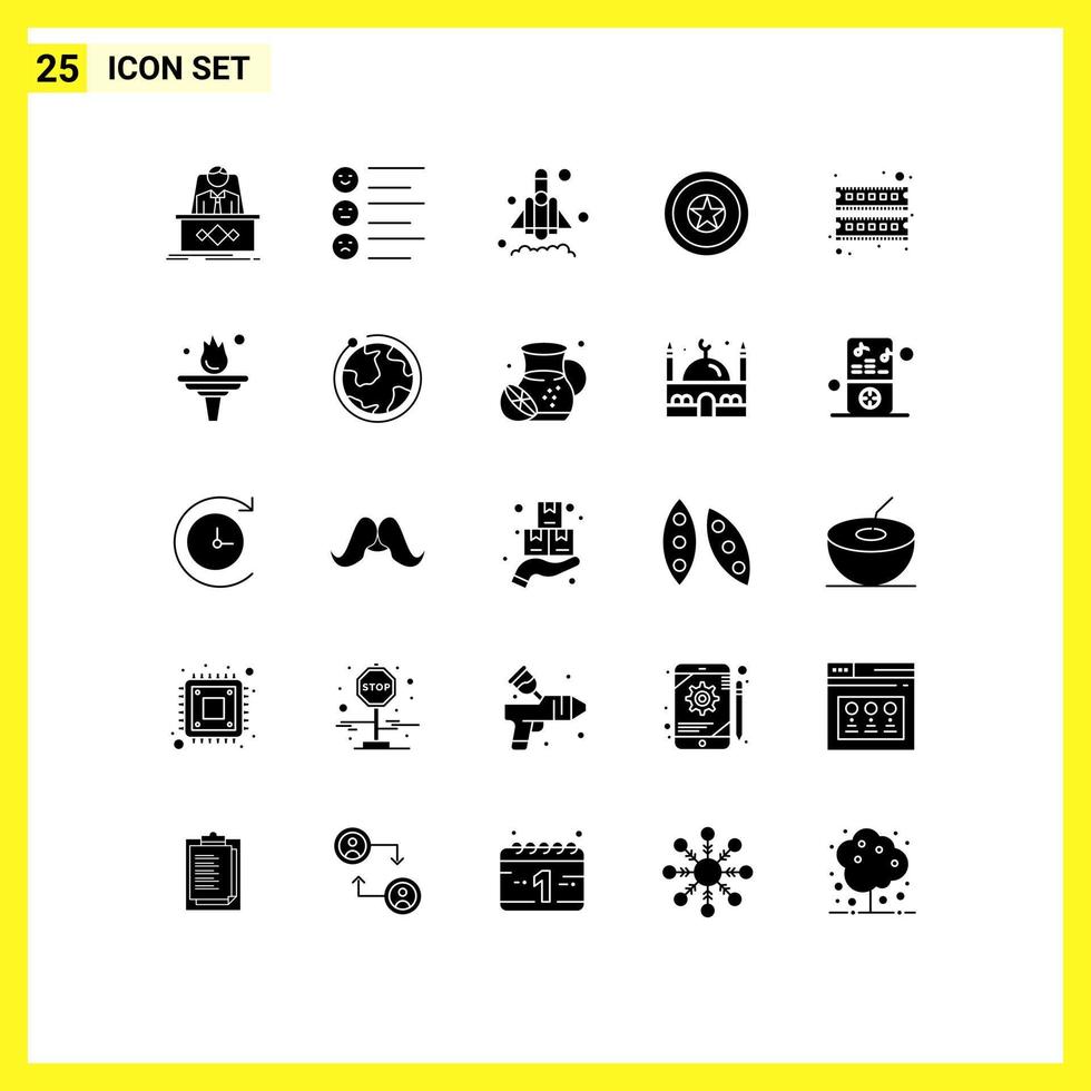 Set of 25 Modern UI Icons Symbols Signs for device medal emojis independence day holiday Editable Vector Design Elements