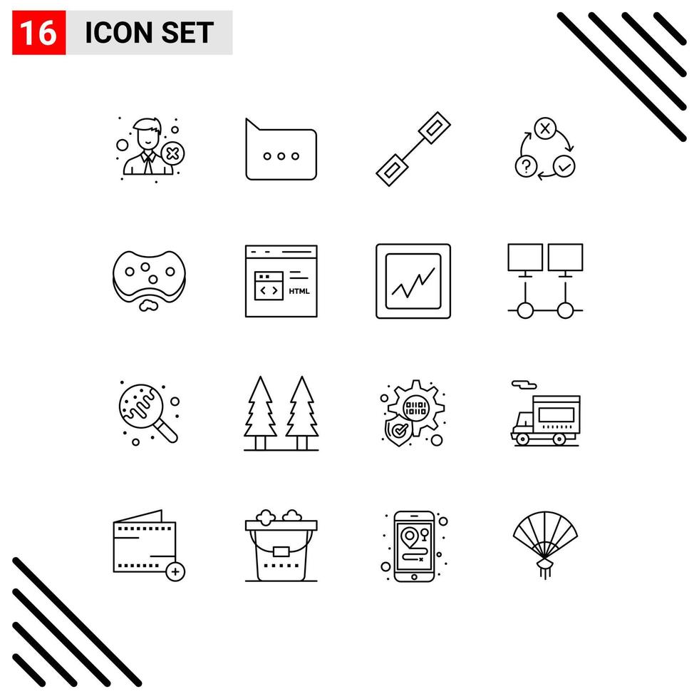 Pack of 16 Modern Outlines Signs and Symbols for Web Print Media such as care organization chain issues daily Editable Vector Design Elements