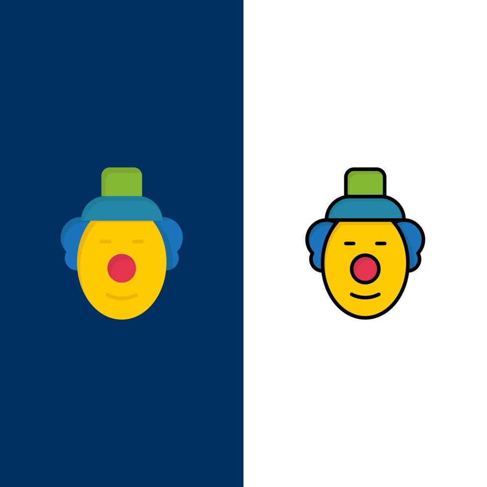 Joker Clown Circus  Icons Flat and Line Filled Icon Set Vector Blue Background