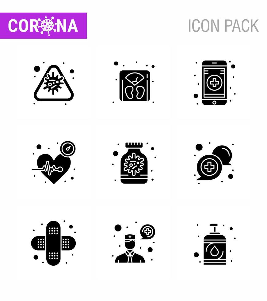 conjunto de iconos de prevención de coronavirus 2019ncov covid19 máquina de tiempo antivirus pulso latido elementos de diseño de vector de enfermedad de coronavirus viral 2019nov