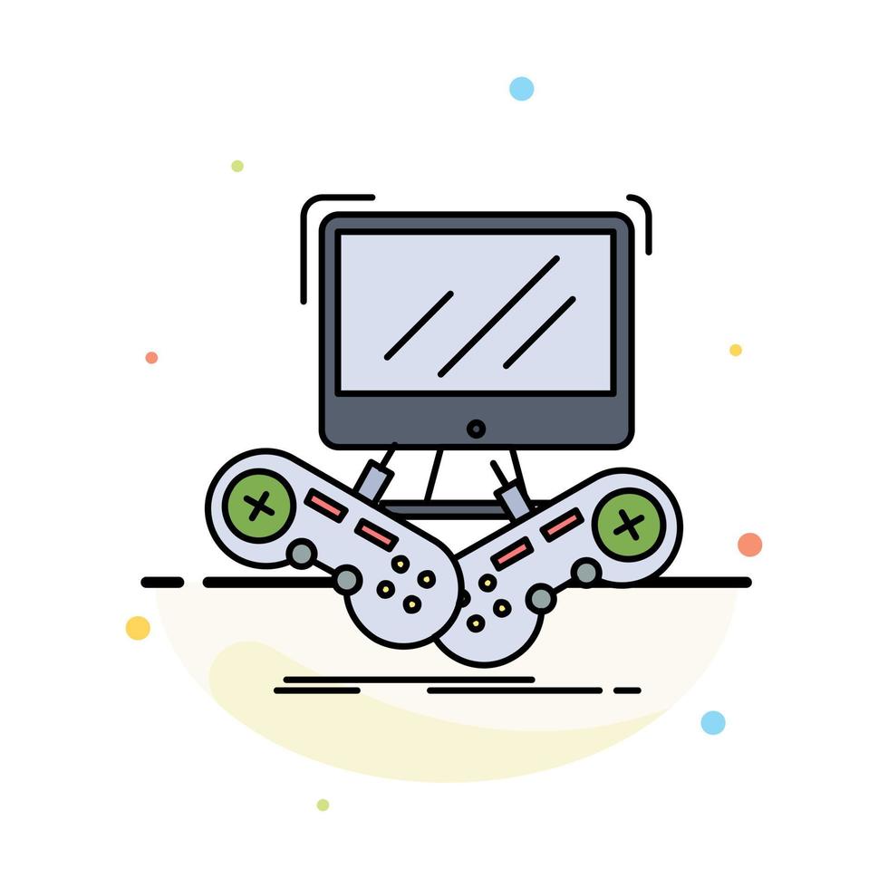 Game gaming internet multiplayer online Flat Color Icon Vector