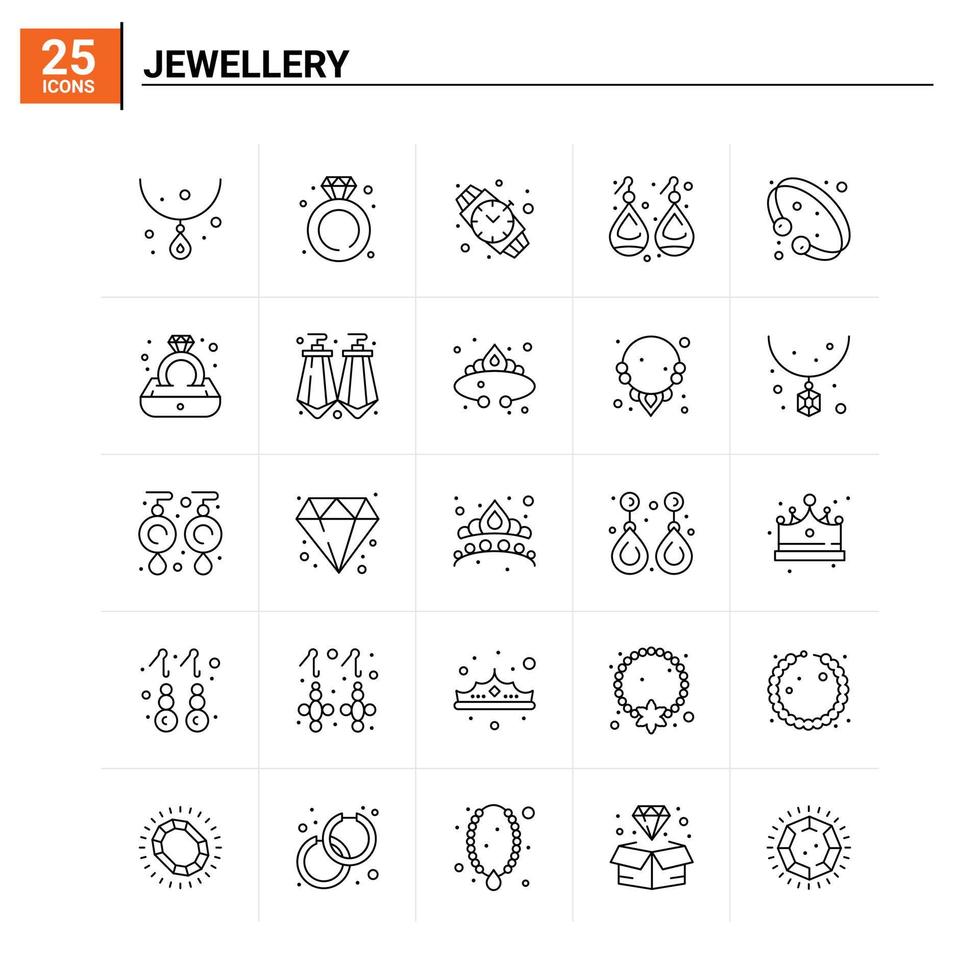 25 Jewellery icon set vector background