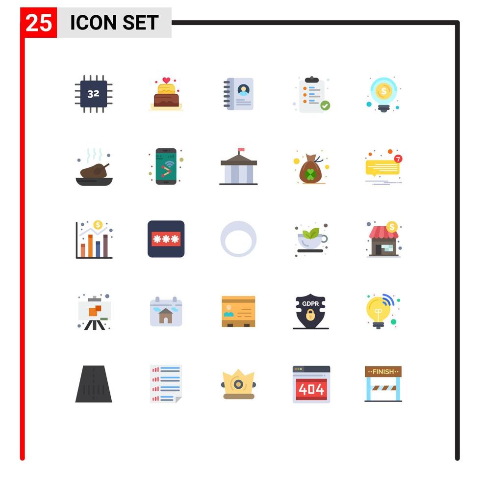 Flat Color Pack of 25 Universal Symbols of business report wedding pharmacy hospital Editable Vector Design Elements