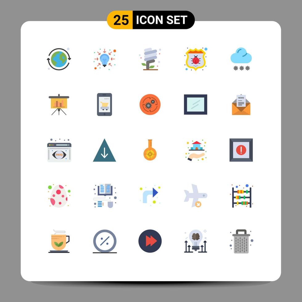 grupo de símbolos de iconos universales de 25 colores planos modernos de ecología de seguridad de previsión proteger elementos de diseño de vectores editables antivirus