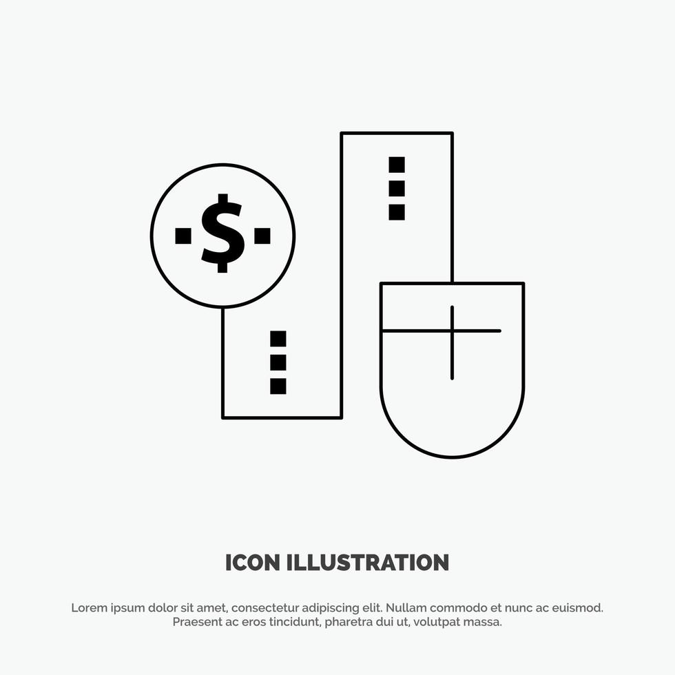 Mouse Connect Money Dollar Connection Line Icon Vector