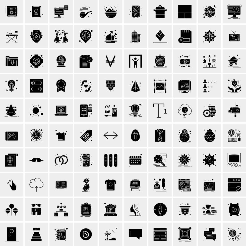 Set of 100 Universal Solid Icons vector