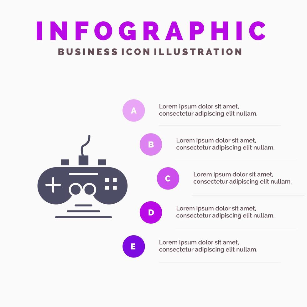 Controller Game Game Controller Gamepad Infographics Presentation Template 5 Steps Presentation vector