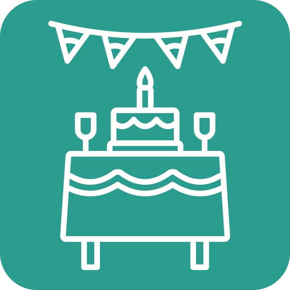 Birthday Table Line Round Corner Background Icons vector