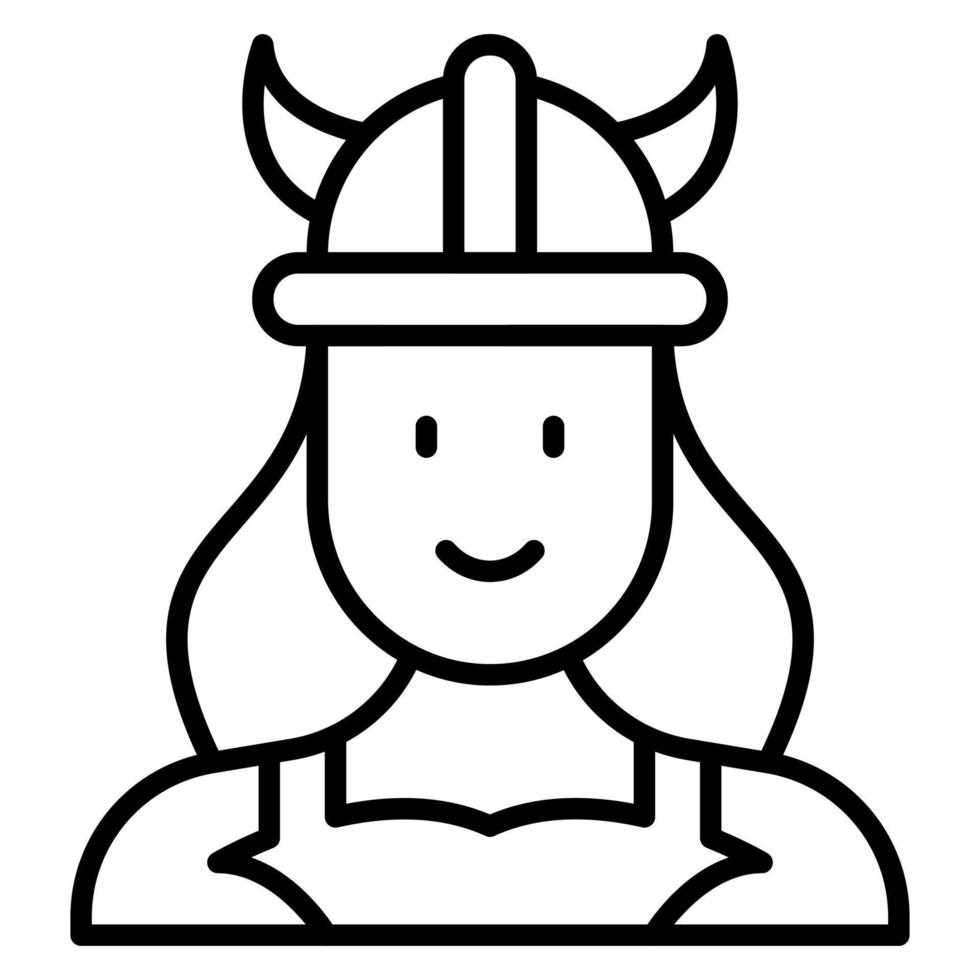 icono de línea de mujer vikinga vector