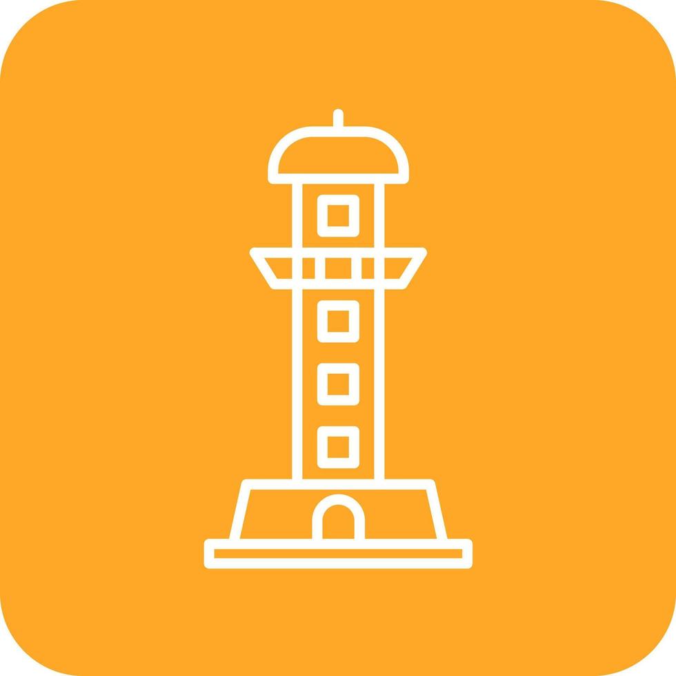 Lighthouse Of Alexandria Line Round Corner Background Icons vector